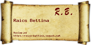 Raics Bettina névjegykártya